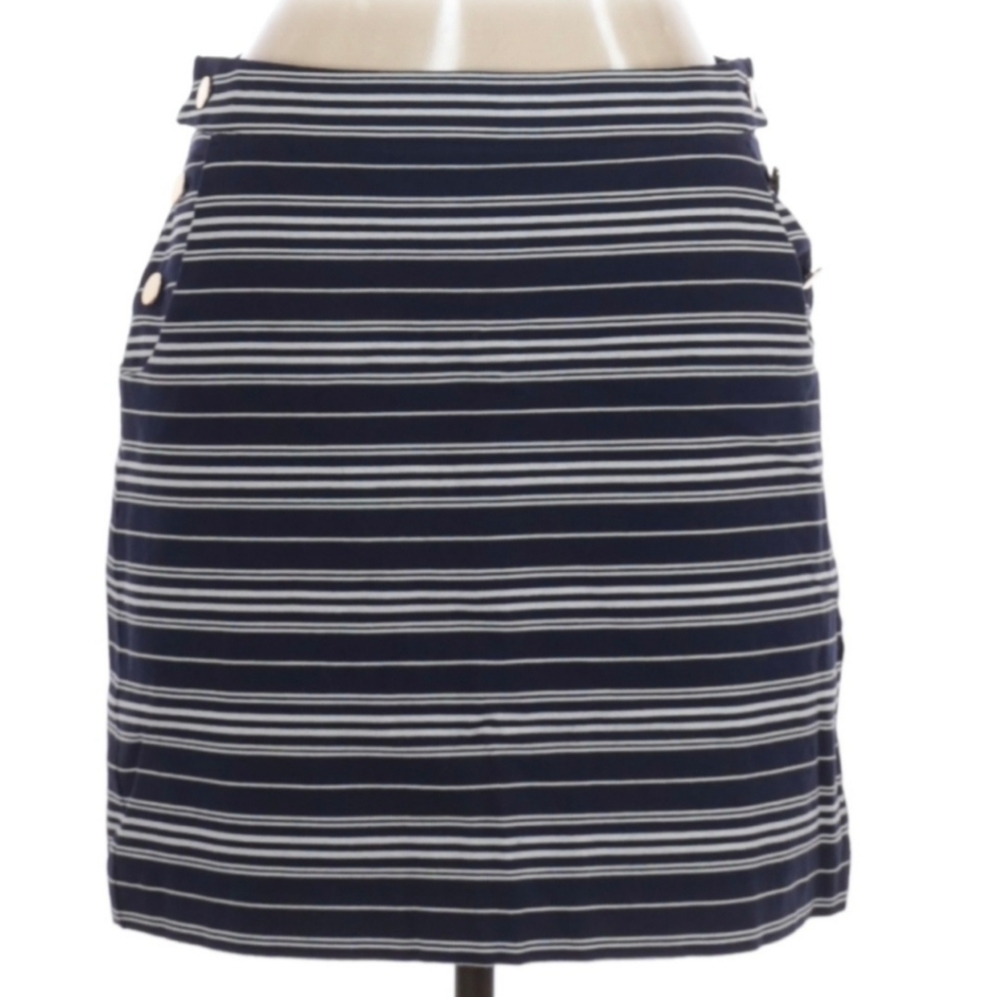 Womens LOFT Navy And White Stripe Nautical Skirt Above The Knee Size 4